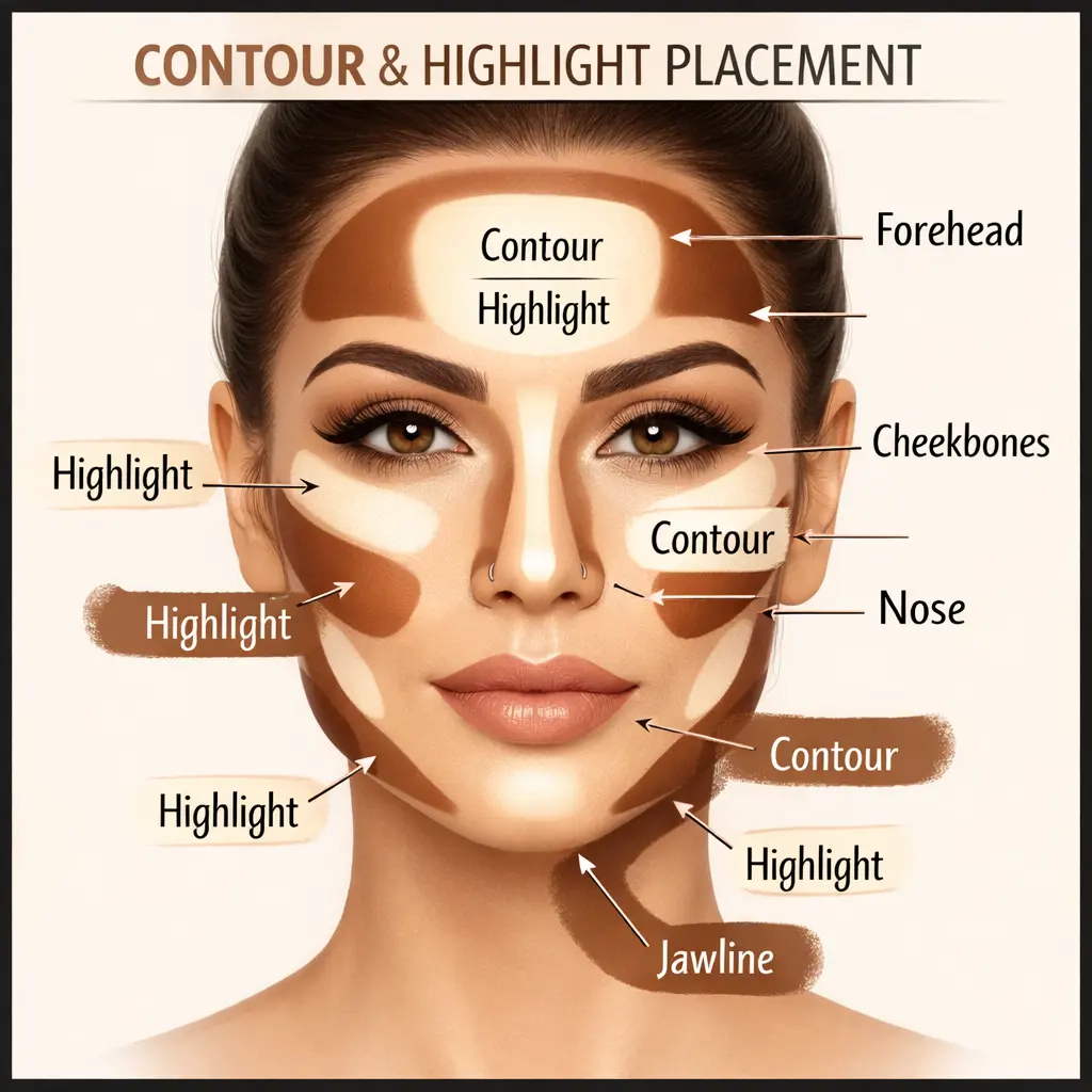 face contouring placement guide for beginners