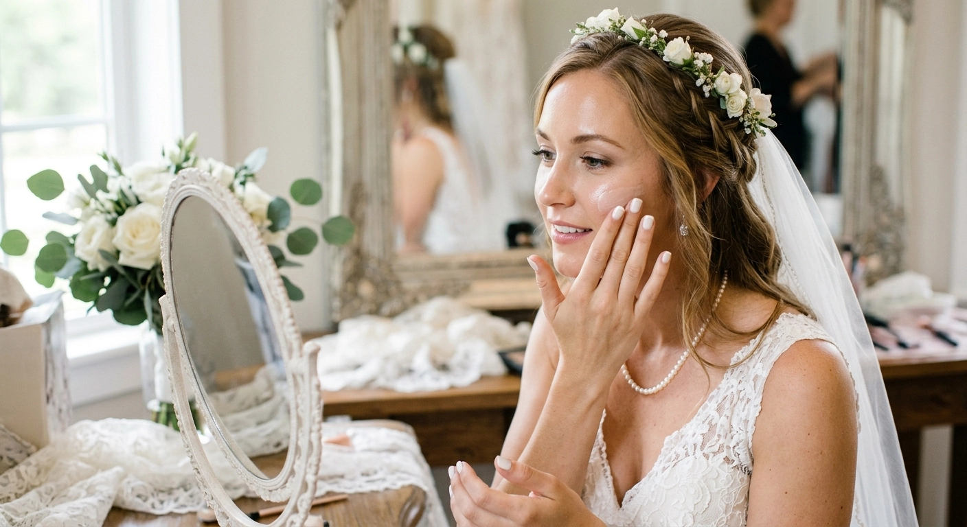 primer application for bridal makeup look at home