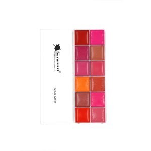 Open Ferrarucci 12 shade lip palette on marble vanity